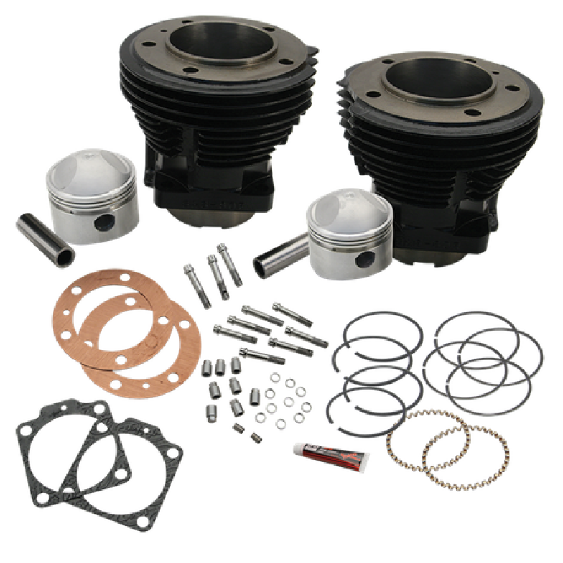 S&S Cycle 66-84 3-7/16in x Up To 4-3/4in Stroke Cylinder Kit - Gloss Black Piston Sets - Powersports S&S Cycle