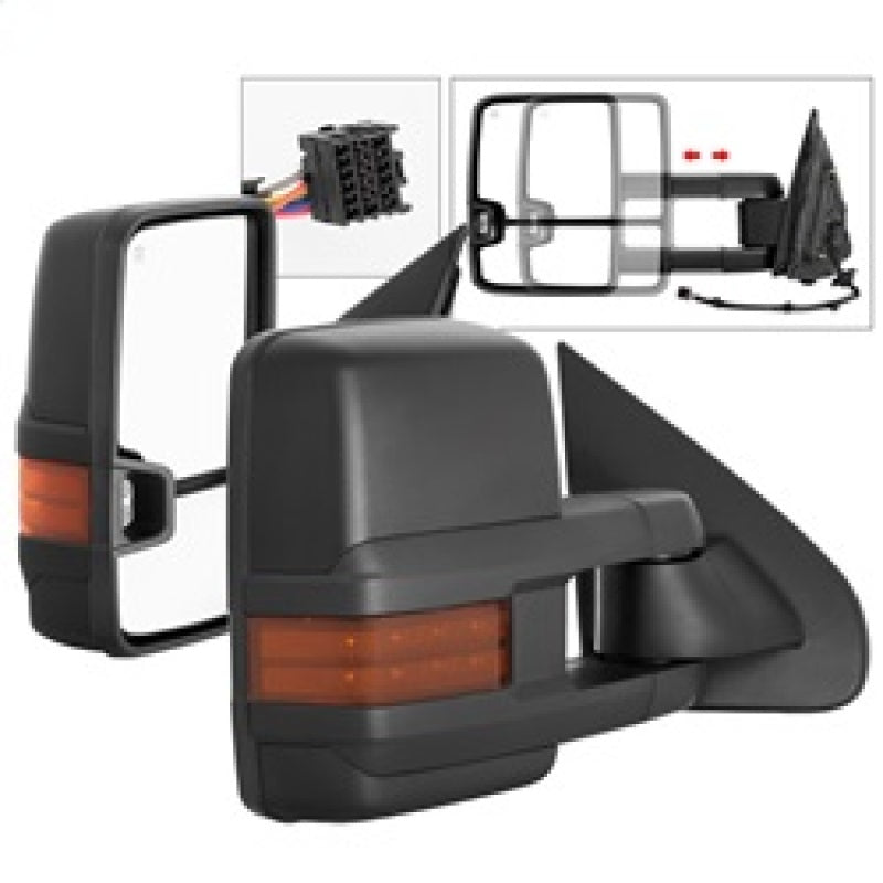 xTune Chevy Silverado 14-16 Heated Amber LED Signal Telescoping Mirrors MIR-CSIL14S-G2-PWH-AM-SET Side Mirrors SPYDER