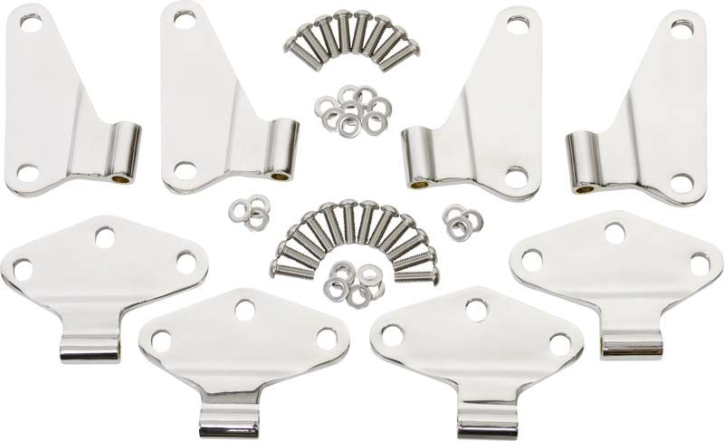 Kentrol 07-18 Jeep Wrangler JK Body Door Hinge Set 8 Pieces 4 Door - Polished Silver Doors Kentrol