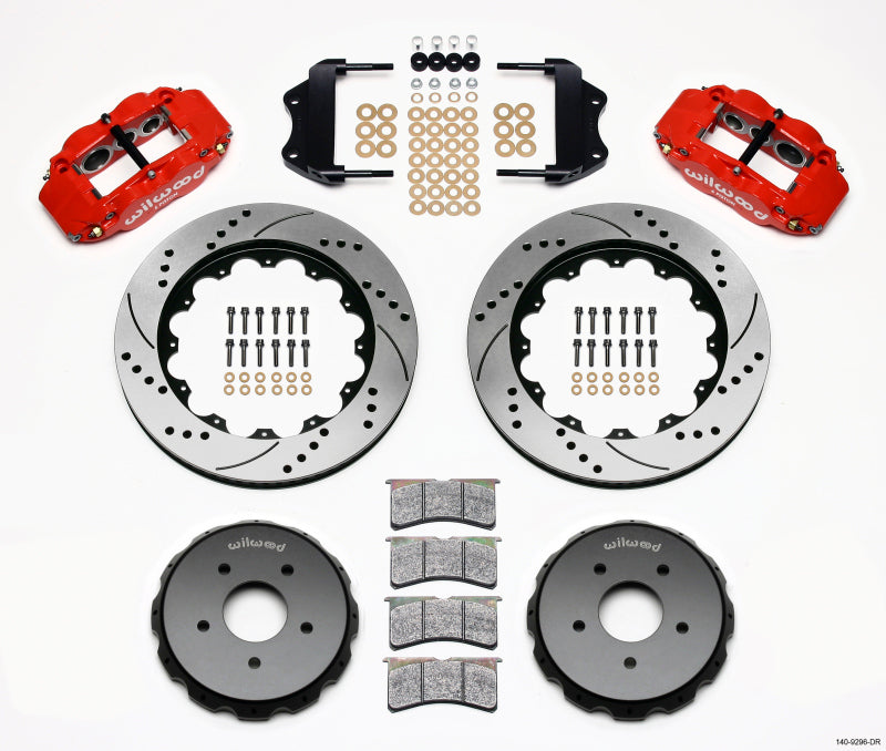 Wilwood Narrow Superlite 6R Front Hat Kit 14.00in Drilled Red 2004-2006 Pontiac GTO Big Brake Kits Wilwood