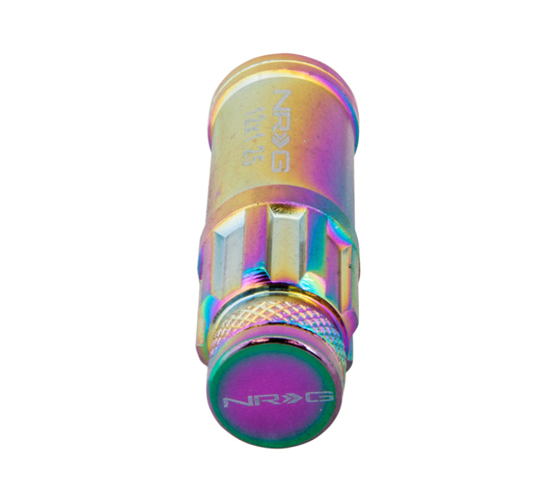 NRG 700 Series M12 X 1.5 Steel Lug Nut w/Dust Cap Cover Set 21 Pc w/Locks & Lock Socket - Neochrome Lug Nuts NRG