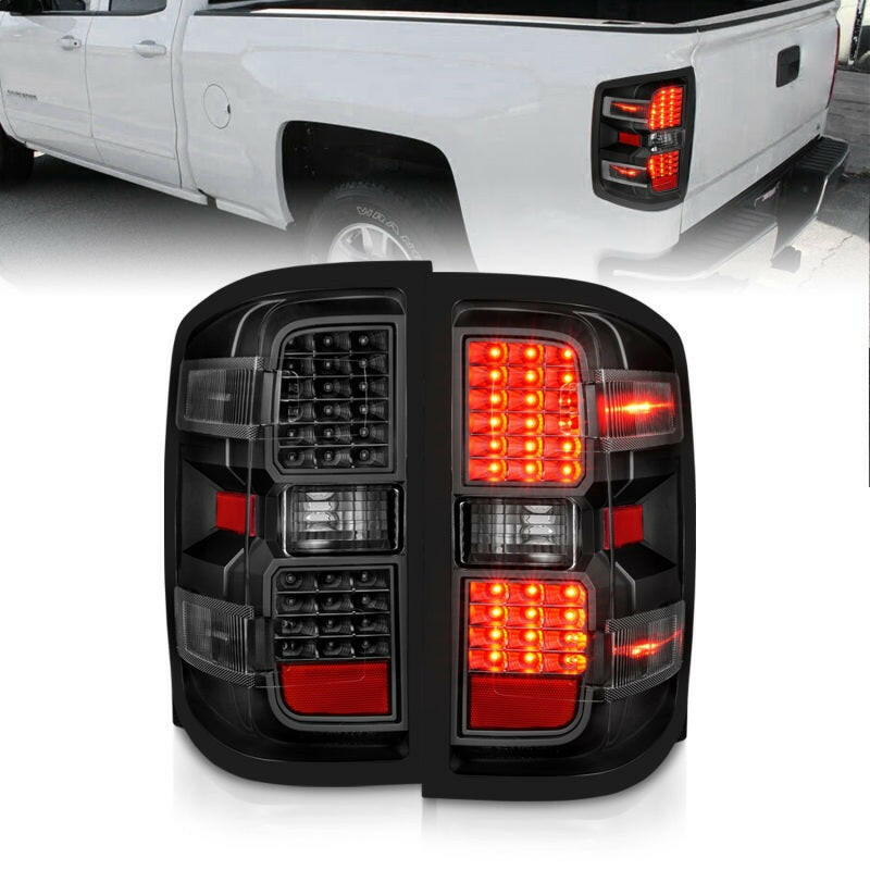 ANZO 15-19 Chevy Silverado 2500HD/3500HD (Factory Halogen Only) LED Tail Lights Black w/Clear Lens Tail Lights ANZO