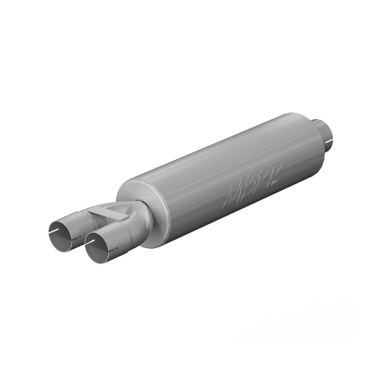 MBRP Universal Muffler 3in Inlet/Dual 2.5in Outlet 30in Length T409 SS Mild Tone (NO DROPSHIP) Steel Tubing MBRP