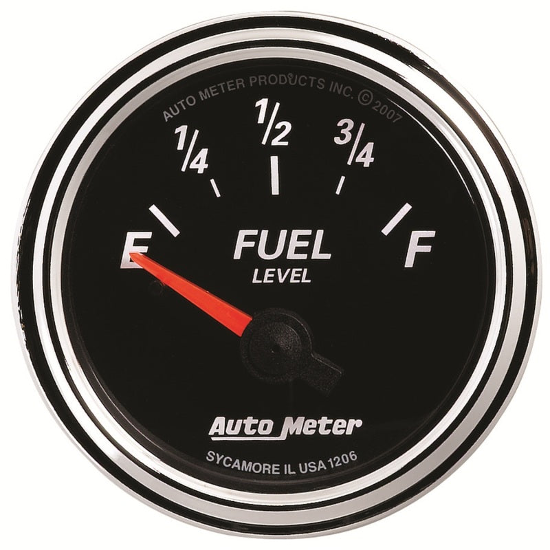 Autometer Designer Black II 52mm 240 Ohm Empty/33 Ohm Full Fuel Level Gauge Gauges AutoMeter