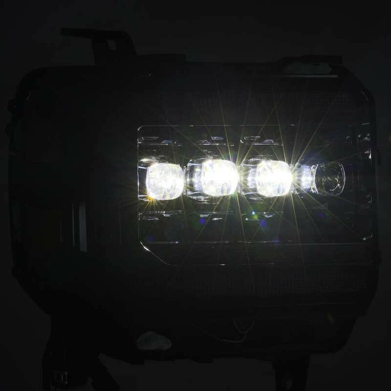 AlphaRex 14-18 GMC Sierra NOVA LED Proj Headlights Plnk Style Alpha Blk w/Activ Light/Seq Signal/DRL Headlights AlphaRex