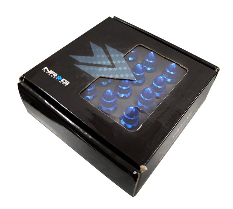 NRG 500 Series M12 X 1.5 Bullet Shape Steel Lug Nut Set - 21 Pc w/Lock Key - Blue Lug Nuts NRG