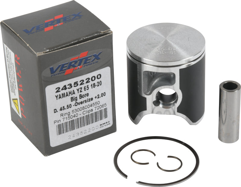 Vertex Piston 2018/20-24 Yamaha YZ 65 65cc +2mm Cast Big Bore Piston Kit 70cc. Piston Sets - Powersports Vertex Pistons