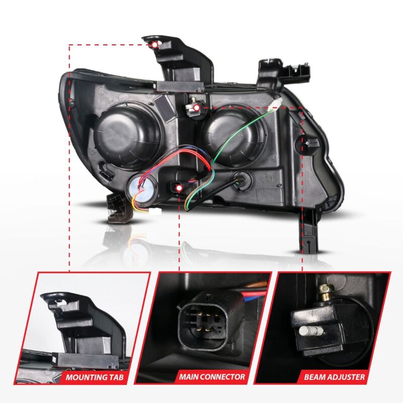 ANZO 15-22 Chevy Colorado Full LED Headlights w/ Initiation (Amber DRL) - Black Headlights ANZO