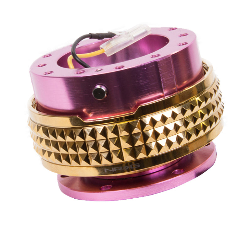 NRG Quick Release Kit - Pyramid Edition - Pink Body / Chrome Gold Pyramid Ring Quick Release Adapters NRG