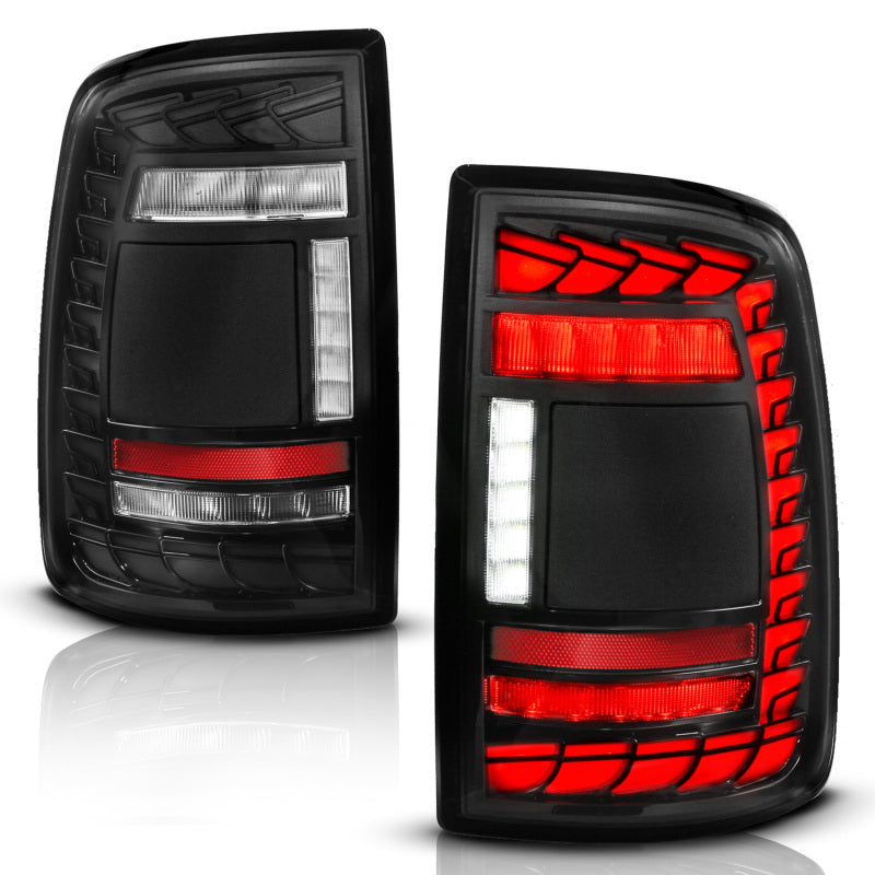ANZO 19-24 RAM 2500/3500 Full LED Tail Lights SeqSig Black - Pair Tail Lights ANZO