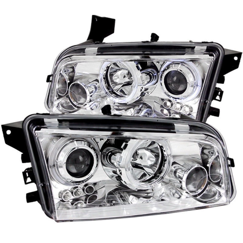 ANZO 2006-2010 Dodge Charger Projector Headlights w/ Halo Chrome Headlights ANZO