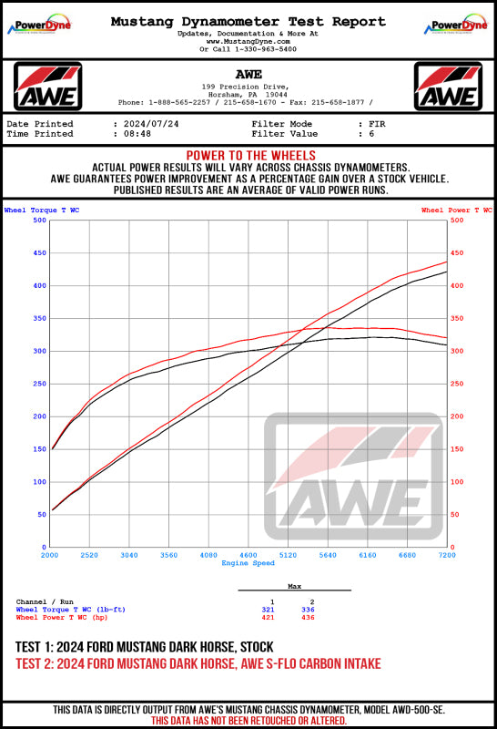 AWE Tuning 24-26 Ford S650 Mustang GT/Dark Horse S-FLO Carbon Intake Cold Air Intakes AWE Tuning
