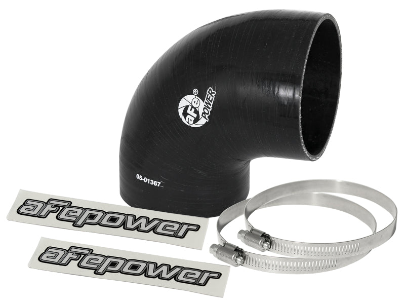 aFe Magnum FORCE Intake Coupling Kit (4 IN ID to 3-4/5 IN ID x 90 Deg.) Elbow Coupler - Black Air Intake Components aFe
