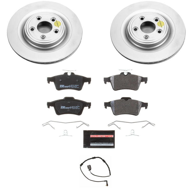 Power Stop 10-15 Jaguar XF Rear Euro-Stop Brake Kit Brake Kits - OE PowerStop