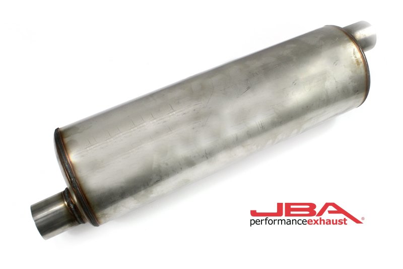 JBA Universal Chambered 304SS Muffler 22in x 7in Round 2.5in Offset/Offset Muffler JBA