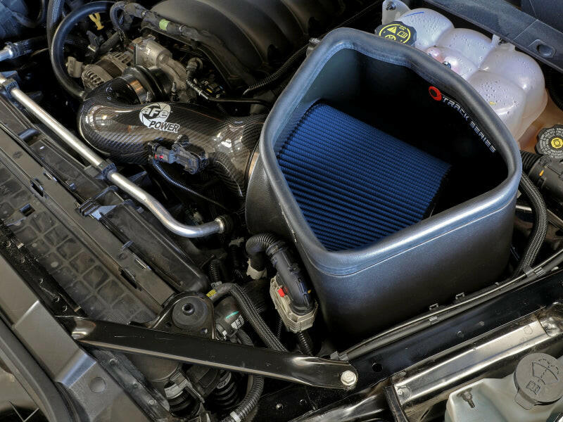aFe 19-20 GM Trucks 5.3L/6.2L Track Series Carbon Fiber Cold Air Intake System With Pro 5R Filters Cold Air Intakes aFe