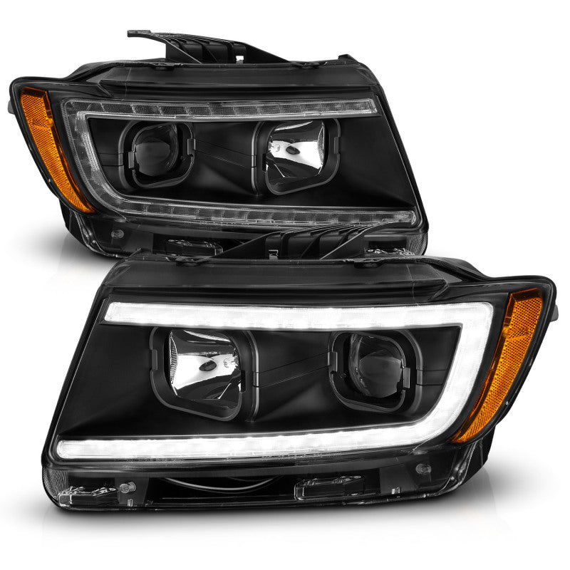 ANZO 11-13 Jeep Grand Cherokee (Factory Halogen Only) Projector Headlights w/Light Bar Swtchbk Black Headlights ANZO