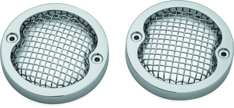 Kuryakyn Mesh Turn Signal Bezels 3-1/4in Chrome Bolts Kuryakyn