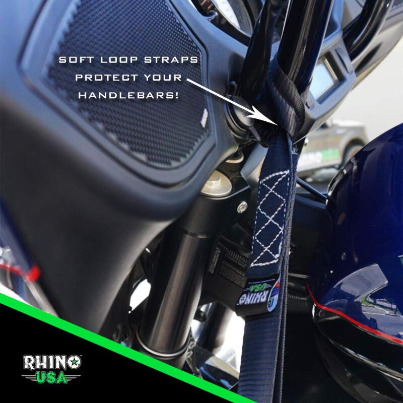 Rhino USA Heavy Duty Ratchet Tie-Down 4-Pack (Gray) 1.6In X 8Ft Cargo Tie-Downs Rhino USA