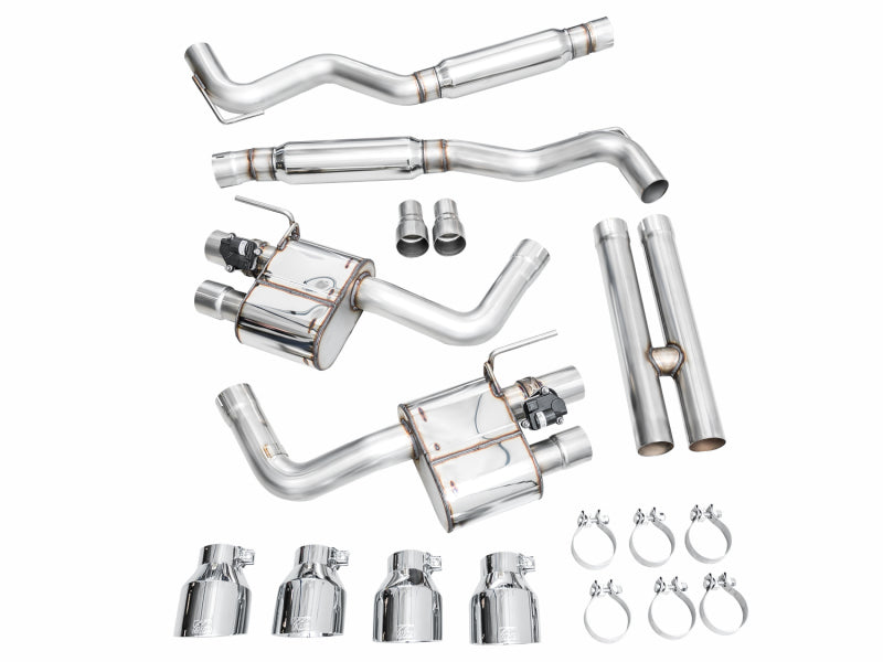 AWE 2024 Ford Mustang Dark Horse S650 RWD SwitchPath Catback Exhaust w/ Quad Chrome Silver Tips Catback AWE Tuning