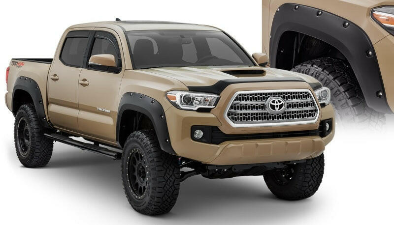 Bushwacker 16-18 Toyota Tacoma Pocket Style Flares 4pc 60.5/73.7in Bed - Black Fender Flares Bushwacker