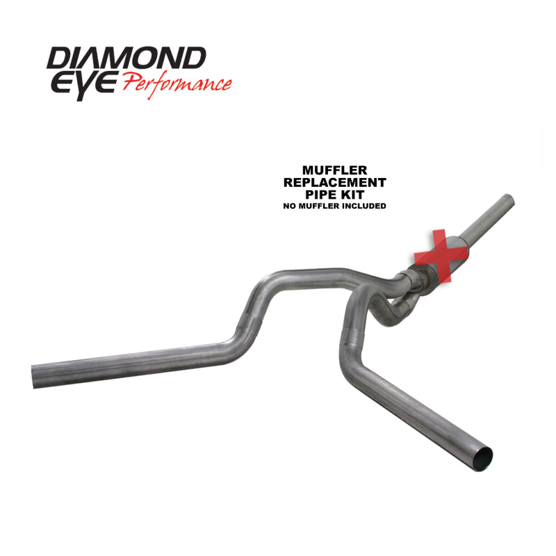 Diamond Eye KIT 4in Catback MFLR RPLCMENT PIPE DUAL SS: 2004.5-2007.5 DODGE CUMMINS 600 Catback Diamond Eye Performance