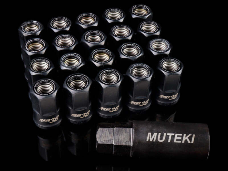 Wheel Mate Muteki HR38 Open End Lug Nuts 12x1.50 Black / Black Ring Lug Nuts Wheel Mate