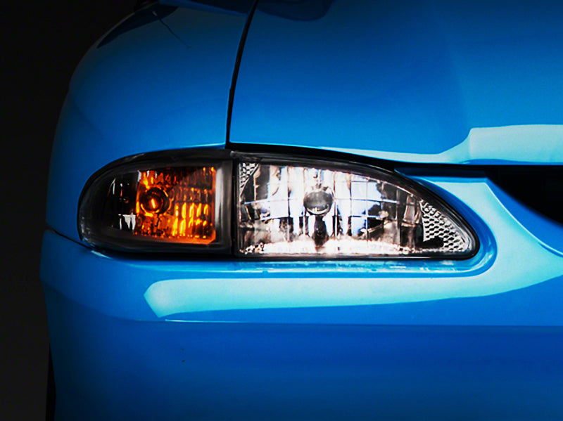 Raxiom 94-98 Ford Mustang Axial Series Cobra Style Headlights- Chrome Housing (Clear Lens) Headlights Raxiom