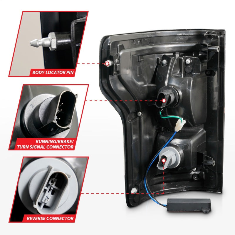 ANZO 2015-2016 Ford F-150 LED Taillights Black Tail Lights ANZO