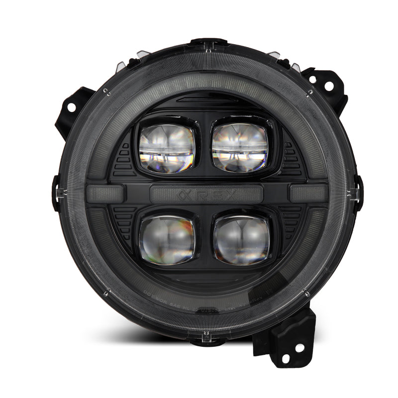 AlphaRex 18-23 Jeep Wrangler JL/Gladiator JT LED Proj Headlights Alpha-Blk w/ Activ Light/Seq Signal Headlights AlphaRex