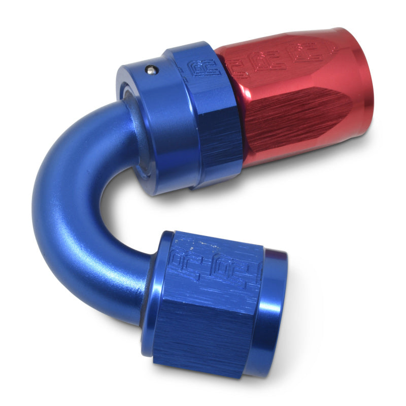 Russell Performance -10 AN Red/Blue 150 Degree Full Flow Swivel Hose End (With 15/16in Radius) Fittings Russell