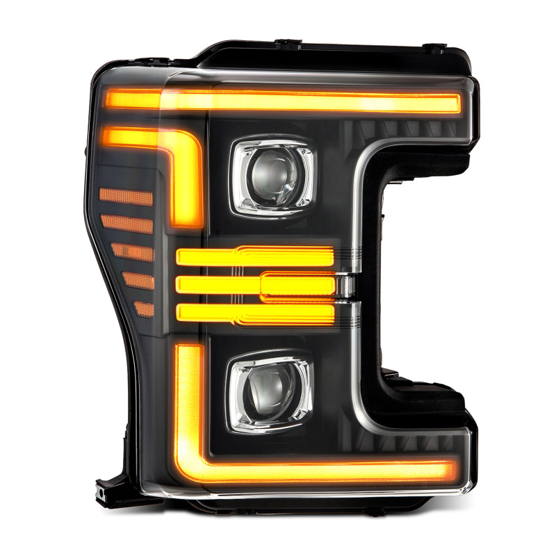 AlphaRex 17-19 Ford F-250/350/450/550 Super Duty PRO-Series Proj Headlights Black w/SeqSig & DRL Headlights AlphaRex