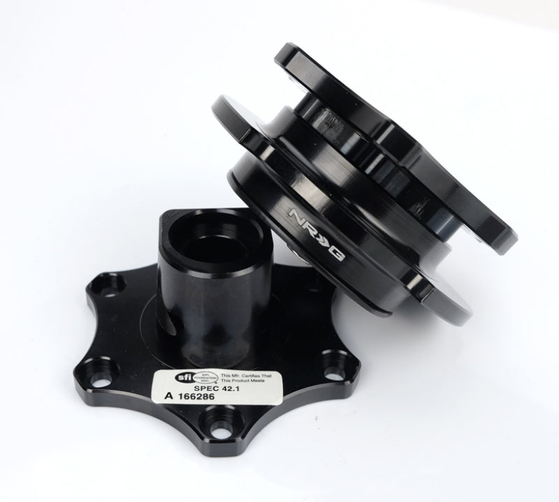 NRG Quick Release SFI SPEC 42.1 - Shiny Black Body / Shiny Black Ring Quick Release Adapters NRG