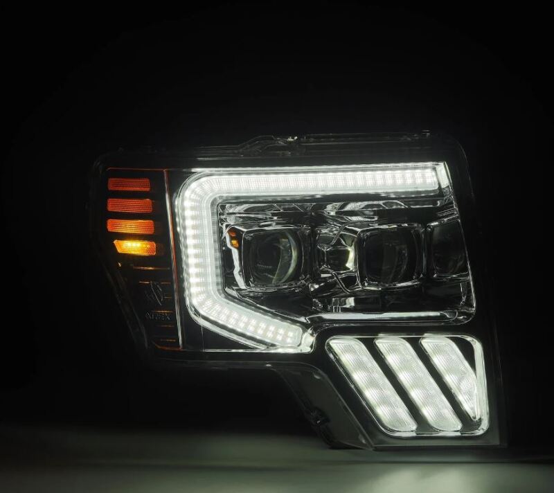 AlphaRex 09-14 Ford F-150 PRO-Series Projector Headlights Plank Style Chrm w/Activ Light/Seq Signal Headlights AlphaRex