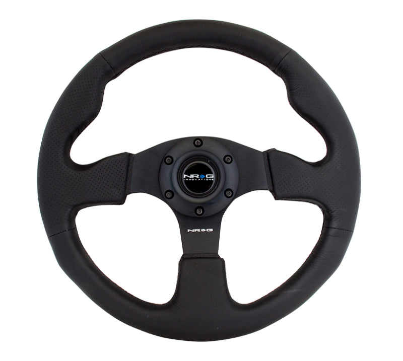NRG Reinforced Steering Wheel (320mm) Black Leather w/Black Stitching Steering Wheels NRG