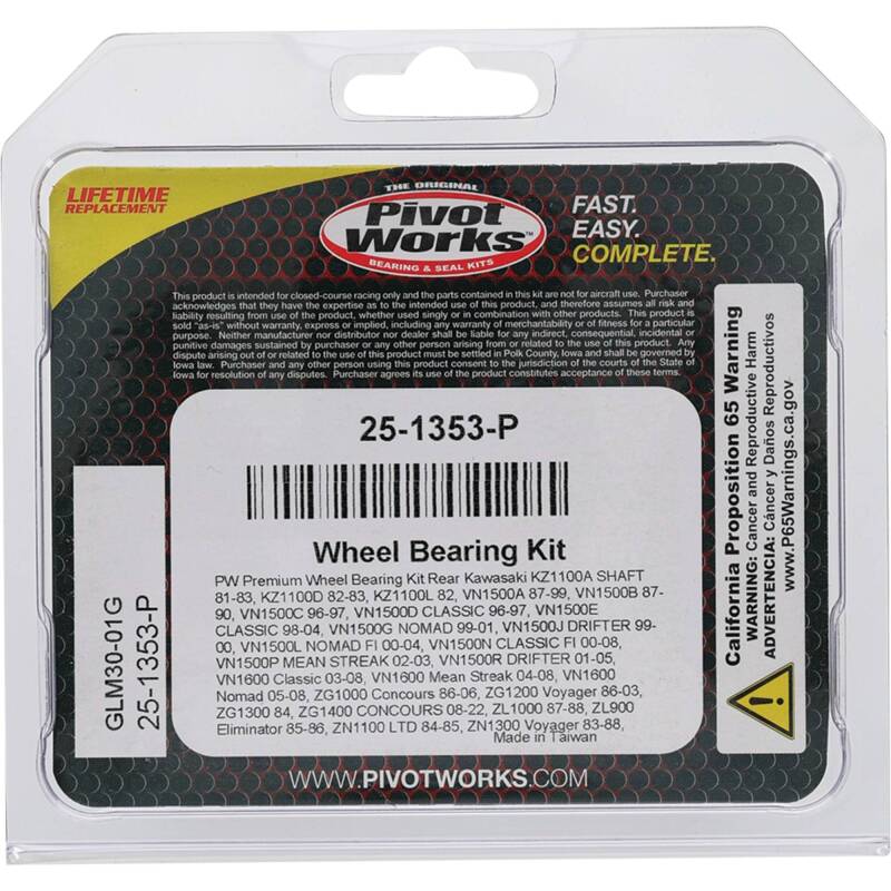 Pivot Works Kawasaki, Suzuki Wheel Bearing Kit Premium Bearings Control Arms Pivot Works