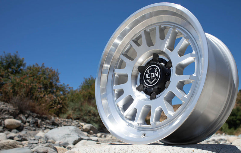 ICON Anza 17x8.5 / 5x5 / -6mm / 4.5in BS Silver Machined Wheel Wheels - Cast ICON