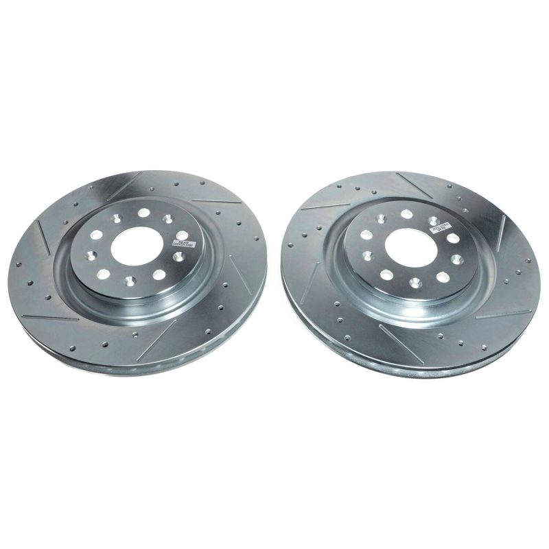 Power Stop 20-21 Chevrolet Corvette Rear Evolution Drilled & Slotted Rotor - Pair Brake Rotors - Slot & Drilled PowerStop