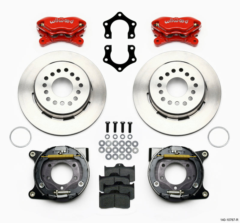 Wilwood Forged Dynalite P/S Park Brake Kit Red Mopar/Dana 2.50in Off w/Snap Ring Bearing Big Brake Kits Wilwood