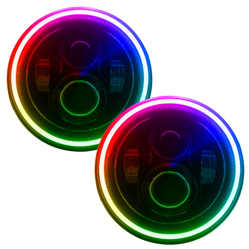 Oracle 7in High Powered LED Headlights - Black Bezel - ColorSHIFT 2.0 Headlights ORACLE Lighting