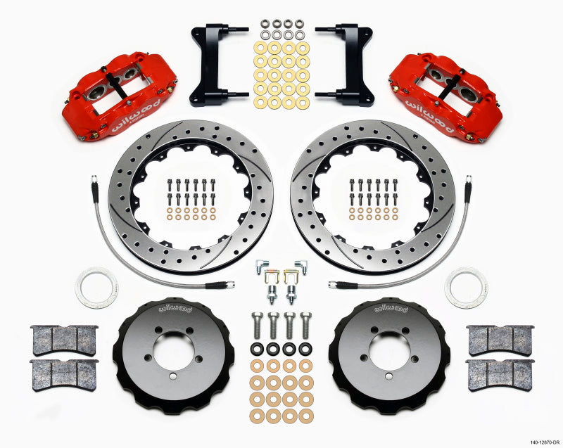 Wilwood Narrow Superlite 6R Front Hat Kit 12.88in Drill Red 2012-Up Toyota / Scion FRS w/ Lines Big Brake Kits Wilwood