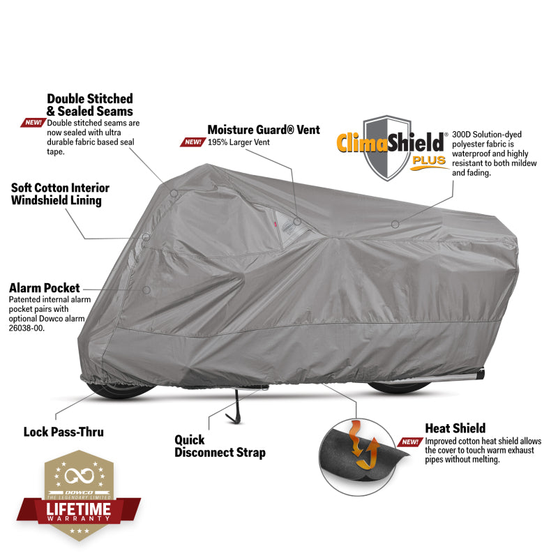 Dowco WeatherAll Plus Motorcycle Cover Gray - Large Bike Covers Dowco