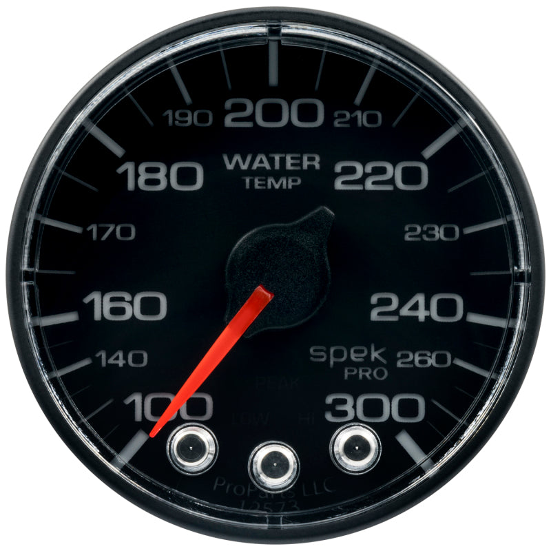 Autometer Spek-Pro Gauge Water Temp 2 1/16in 300f Stepper Motor W/Peak & Warn Blk/Blk Gauges AutoMeter