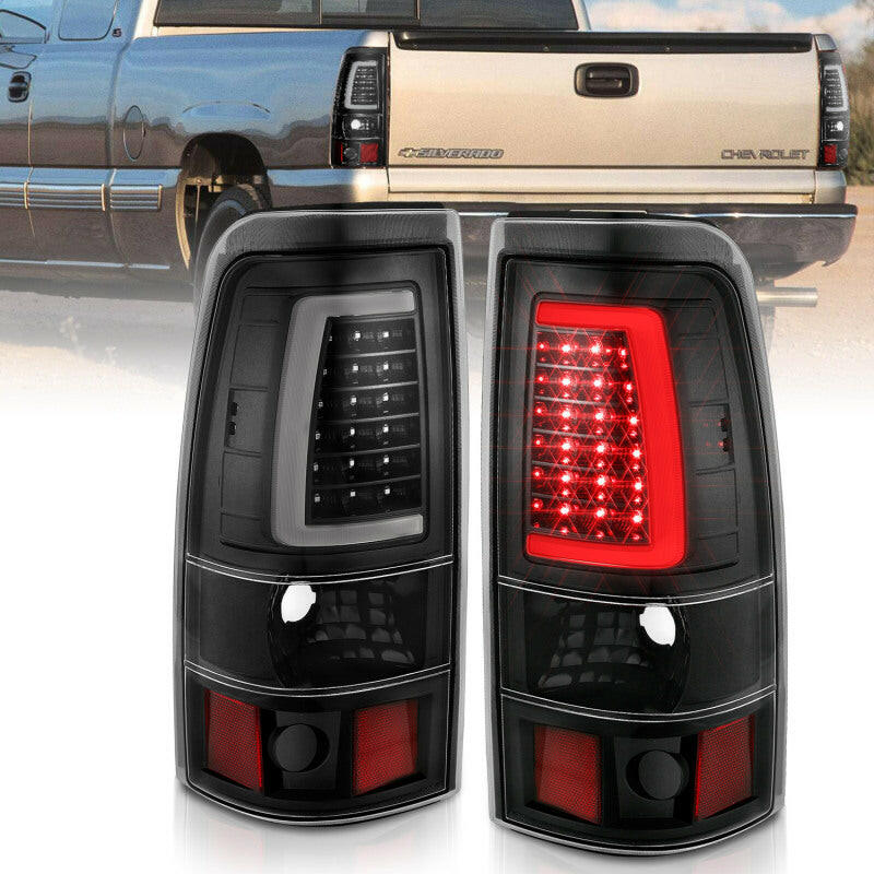 ANZO 2003-2006 Chevy Silverado 1500 LED Taillights Plank Style Black w/Clear Lens Tail Lights ANZO