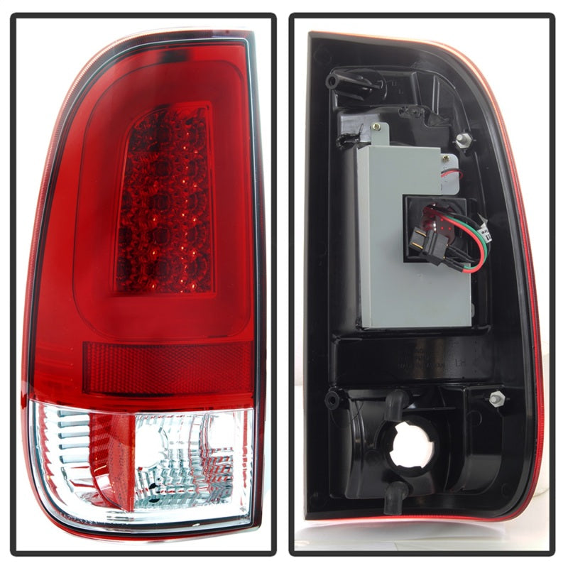 Spyder 97-03 Ford F150 Stylsd. F250 V3 Light Bar LED Tail Lights - Red/Clr ALT-YD-FF15097V3-LBLED-RC Tail Lights SPYDER