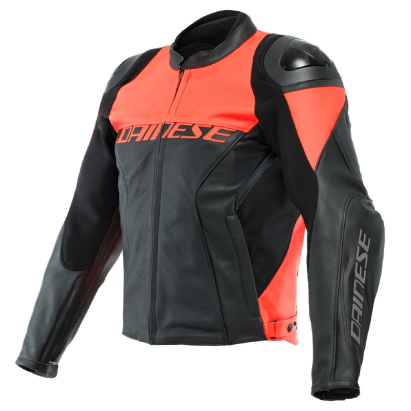 Dainese Racing 4 Leather Jacket Perforated Black/Fluorescent Red Size - 56 Jackets - Leather Dainese