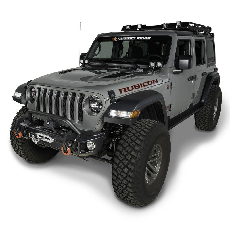 Rugged Ridge 18-20 Jeep Wrangler JL/JT Arcus Front Bumper Set w/ Overrider Bumpers - Steel Rugged Ridge