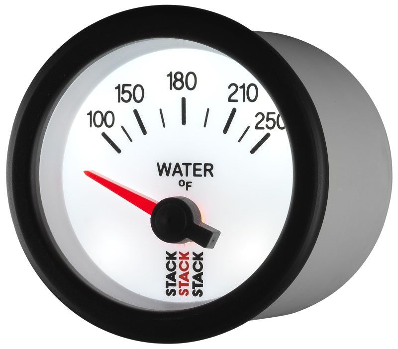 Autometer Stack 52mm 100-250 Deg F 1/8in NPTF Electric Water Temp Gauge - White Gauges AutoMeter