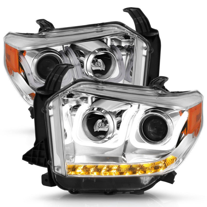 ANZO 2014-2015 Toyota Tundra Projector Headlights w/ U-Bar Chrome w/ DRL Headlights ANZO