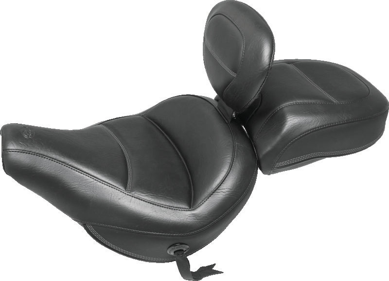 Mustang 18-21 Harley Heritage Classic Standard Deluxe Touring Solo Seat w/Driver Backrest - Black Solo Motorcycle Seats Mustang Motorcycle